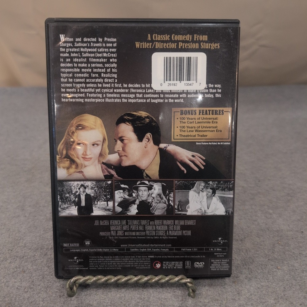 Sullivan's Travels DVD Joel McCrea‎ Veronica Lake Preston Sturges Comedy 1941 - Picture 2 of 2